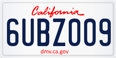 CA license plate 6UBZ009