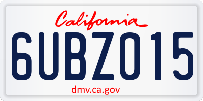 CA license plate 6UBZ015