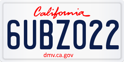 CA license plate 6UBZ022