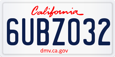 CA license plate 6UBZ032