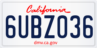 CA license plate 6UBZ036