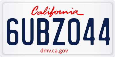 CA license plate 6UBZ044