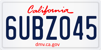 CA license plate 6UBZ045