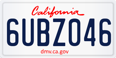 CA license plate 6UBZ046