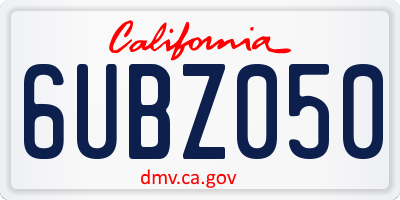 CA license plate 6UBZ050