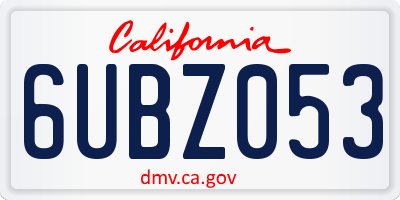 CA license plate 6UBZ053
