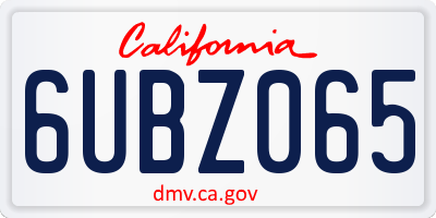 CA license plate 6UBZ065