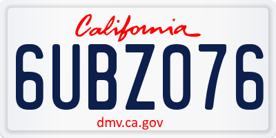CA license plate 6UBZ076