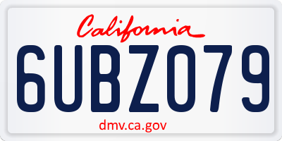 CA license plate 6UBZ079