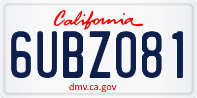 CA license plate 6UBZ081