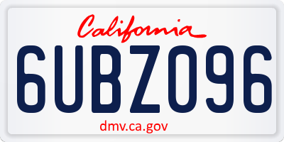 CA license plate 6UBZ096