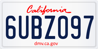 CA license plate 6UBZ097