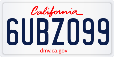 CA license plate 6UBZ099