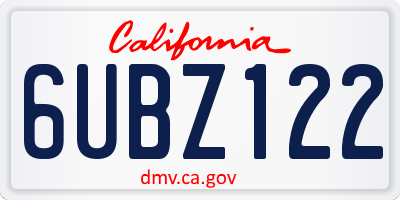 CA license plate 6UBZ122