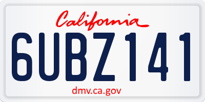 CA license plate 6UBZ141