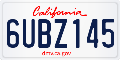 CA license plate 6UBZ145