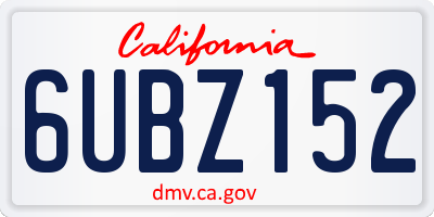 CA license plate 6UBZ152