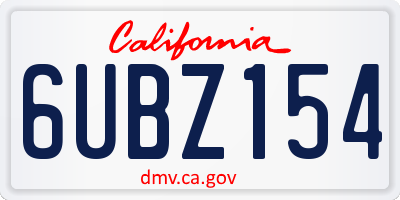 CA license plate 6UBZ154