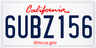 CA license plate 6UBZ156