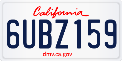 CA license plate 6UBZ159
