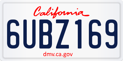 CA license plate 6UBZ169
