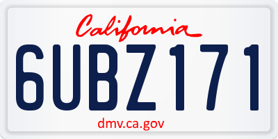 CA license plate 6UBZ171