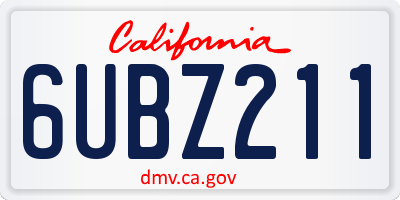 CA license plate 6UBZ211