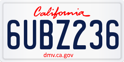 CA license plate 6UBZ236