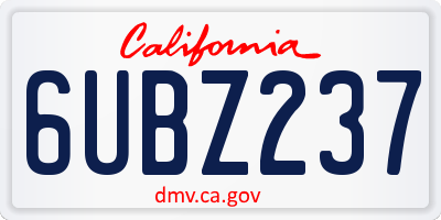 CA license plate 6UBZ237