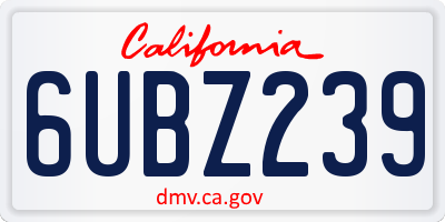 CA license plate 6UBZ239