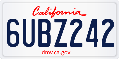 CA license plate 6UBZ242