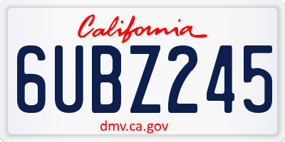 CA license plate 6UBZ245