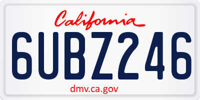 CA license plate 6UBZ246