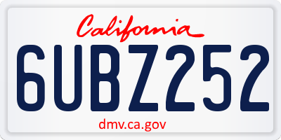 CA license plate 6UBZ252