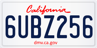CA license plate 6UBZ256