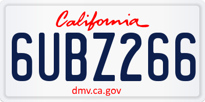CA license plate 6UBZ266