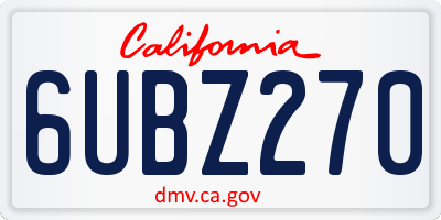 CA license plate 6UBZ270