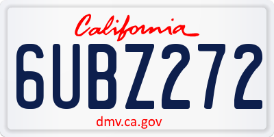 CA license plate 6UBZ272