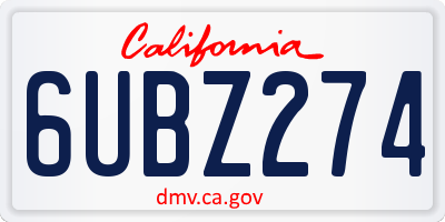 CA license plate 6UBZ274