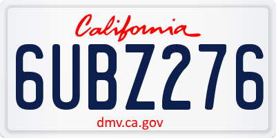 CA license plate 6UBZ276
