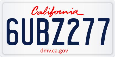 CA license plate 6UBZ277
