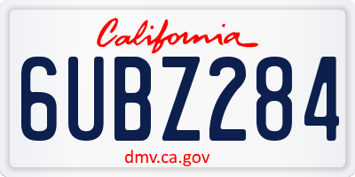 CA license plate 6UBZ284