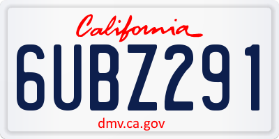 CA license plate 6UBZ291