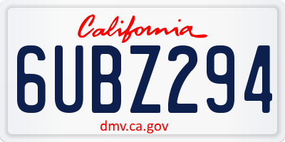 CA license plate 6UBZ294