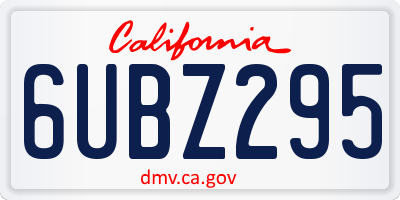 CA license plate 6UBZ295