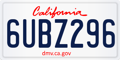 CA license plate 6UBZ296