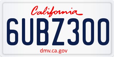 CA license plate 6UBZ300