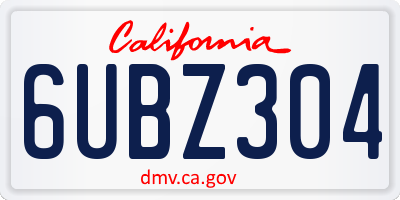 CA license plate 6UBZ304