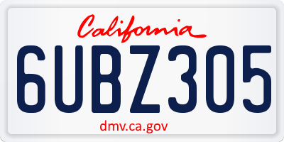CA license plate 6UBZ305