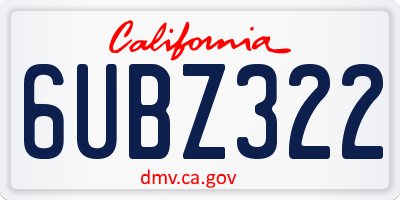 CA license plate 6UBZ322